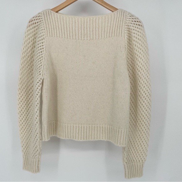 LoveShackFancy Rosie Alpaca Chunky Boatneck Pullover Sweater in Snow Size XS - Picture 4 of 11